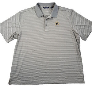 Vanderbilt Commodores Cutter & Buck Striped Golf Polo Mens XXL Gray Short Sleeve